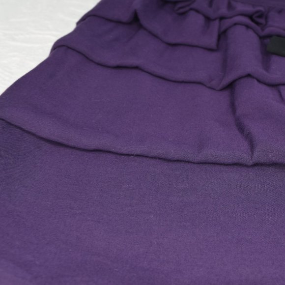 Forever 21 Ruffle Zipper Asymmetrical Mini Evening Cocktail Skirt Purple Black M - Picture 6 of 9